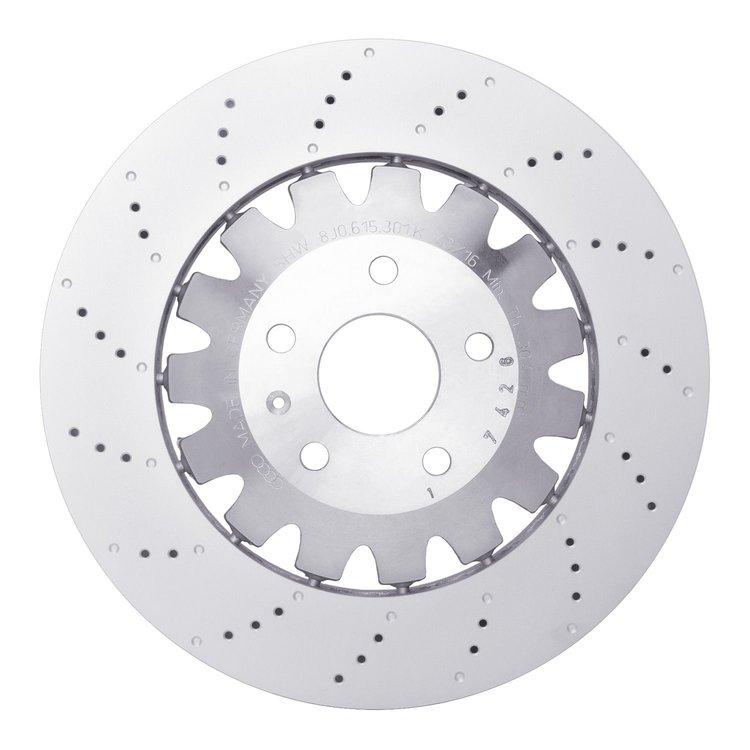 920-73073A GEOMET Drilled Hi-Carbon Alloy Brake Rotor [Coated], 2012-2013 Audi/Volkswagen, Position: Front