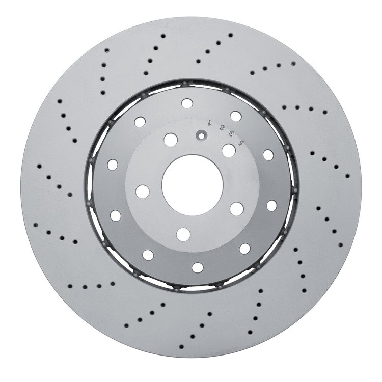 920-73077A GEOMET Drilled Hi-Carbon Alloy Brake Rotor [Coated], 2014-2018 Audi/Volkswagen, Position: Front