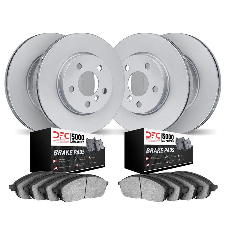9504-02073 GEOMET Brake Rotors w/5000 Advanced Brake Pads Kit, 2016-2016 Porsche, Position: Front and Rear
