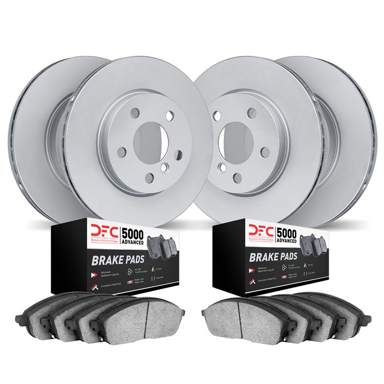 9504-31002 GEOMET Brake Rotors w/5000 Advanced Brake Pads Kit, 2001-2005 BMW, Position: Front and Rear