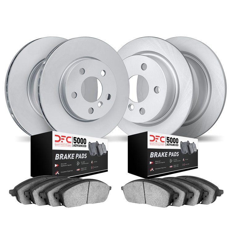 9504-32039 GEOMET Brake Rotors w/5000 Advanced Brake Pads Kit, Fits Select Mini, Position: Front and Rear
