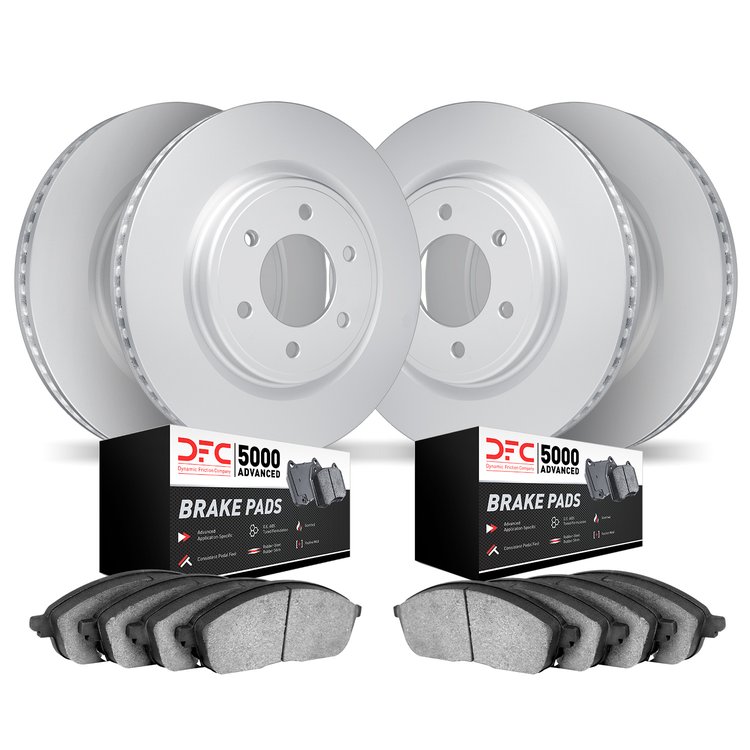 9504-54058 GEOMET Brake Rotors w/5000 Advanced Brake Pads Kit, 2018-2021 Ford/Lincoln/Mercury/Mazda, Position: Front and Rear