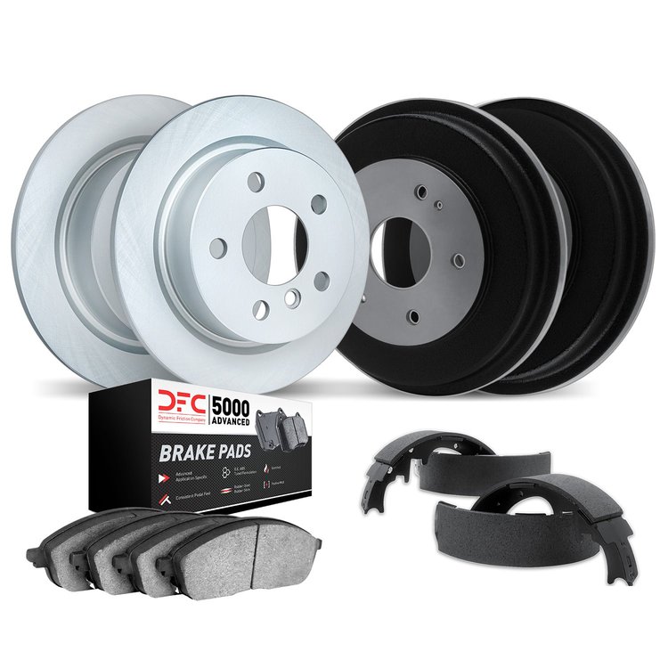 9504-74000 GEOMET Brake Rotors w/5000 Advanced Brake Pads/Drums & Shoes Kit, 1970-1971 Audi/Volkswagen, Position: Front and Rear