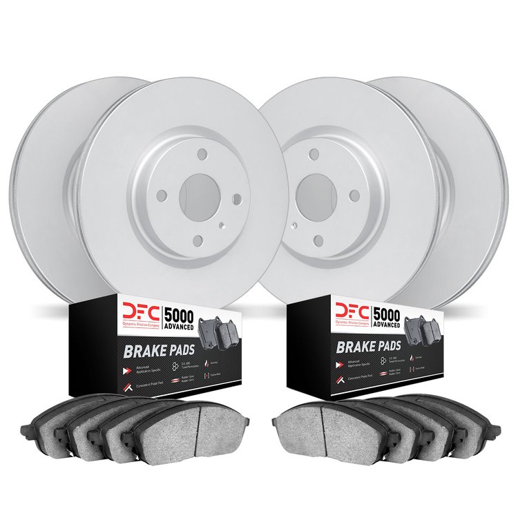 9504-84000 GEOMET Brake Rotors w/5000 Advanced Brake Pads Kit, 2005-2011 Lotus, Position: Front and Rear