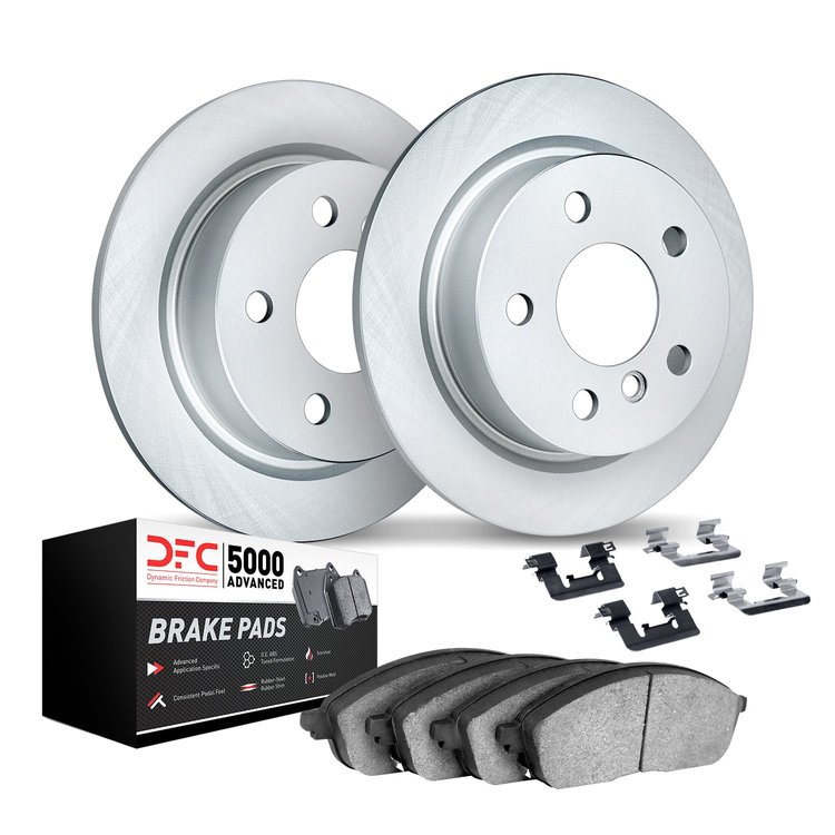 9512-32019 GEOMET Brake Rotors w/5000 Advanced Brake Pads Kit & Hardware, Fits Select Multiple Makes/Models, Position: Rear