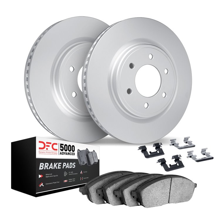 9512-48120 GEOMET Brake Rotors w/5000 Advanced Brake Pads Kit & Hardware, 2014-2020 GM, Position: Rear