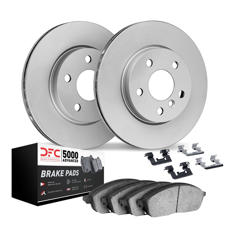 9512-54118 GEOMET Brake Rotors w/5000 Advanced Brake Pads Kit & Hardware, 2013-2019 Ford/Lincoln/Mercury/Mazda, Position: Front