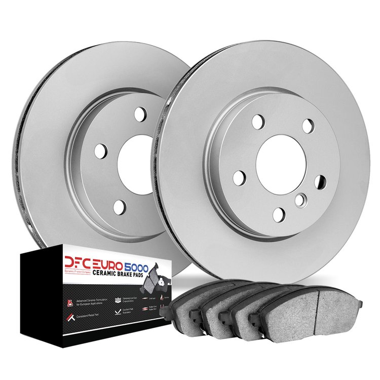 9602-73024 GEOMET Brake Rotors w/5000 Euro Ceramic Brake Pads Kit, 2012-2017 Audi/Volkswagen, Position: Front