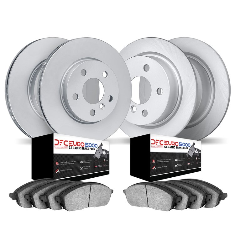 9604-32007 GEOMET Brake Rotors w/5000 Euro Ceramic Brake Pads Kit, 2016-2019 Mini, Position: Front and Rear