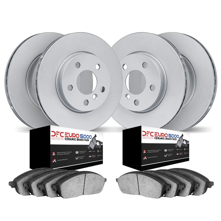 9604-63015 GEOMET Brake Rotors w/5000 Euro Ceramic Brake Pads Kit, 2018-2019 Mercedes-Benz, Position: Front and Rear