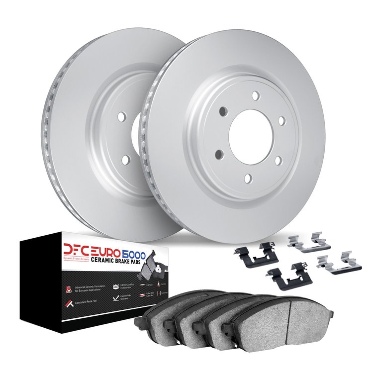 9612-47006 GEOMET Brake Rotors w/5000 Euro Ceramic Brake Pads Kit & Hardware, 2015-2020 GM, Position: Front