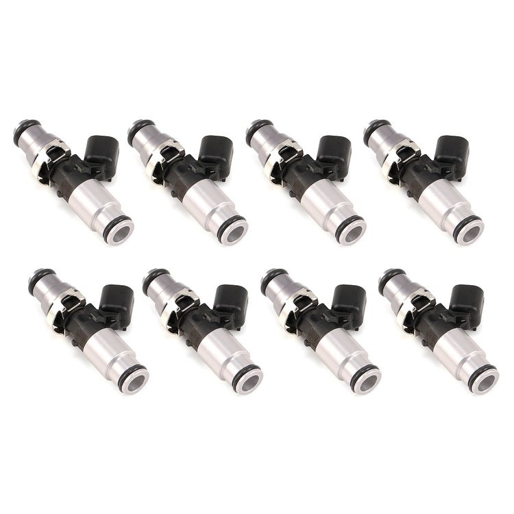 1050.60.14.14B.8 1050cc Fuel Injector Set, 60 mm Length, 14 mm (Grey) Adaptor Top, (Blue) Bottom Adaptor