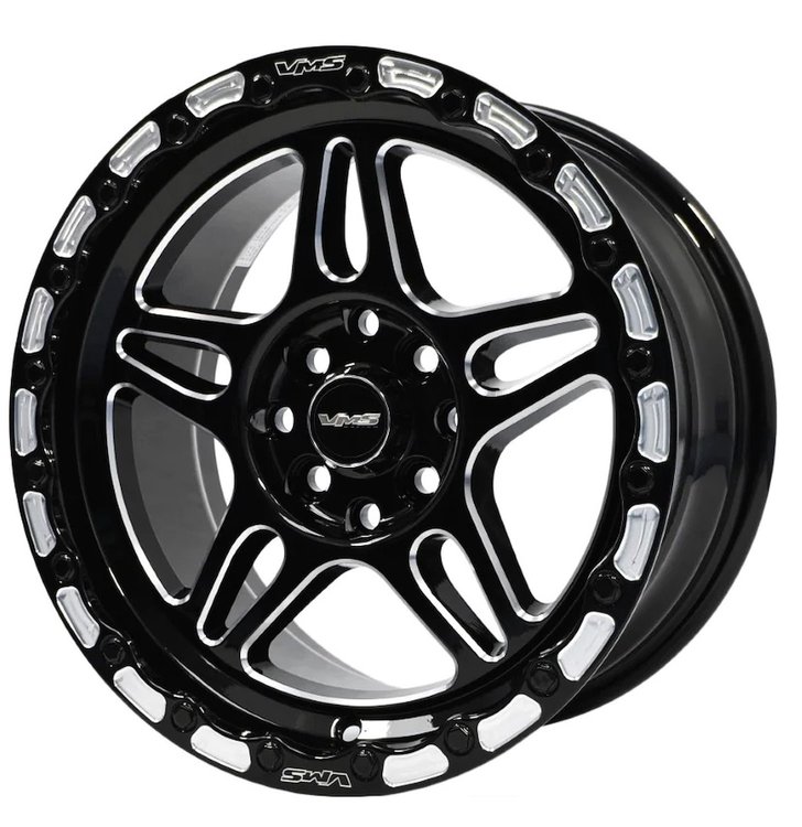 VWBN001 Blackburn Wheel, Size: 15" x 7.5", Bolt Pattern: 4 x 100 mm & 4 x 4 1/2" (114.3 mm) [Finish: Gloss Black Milled]