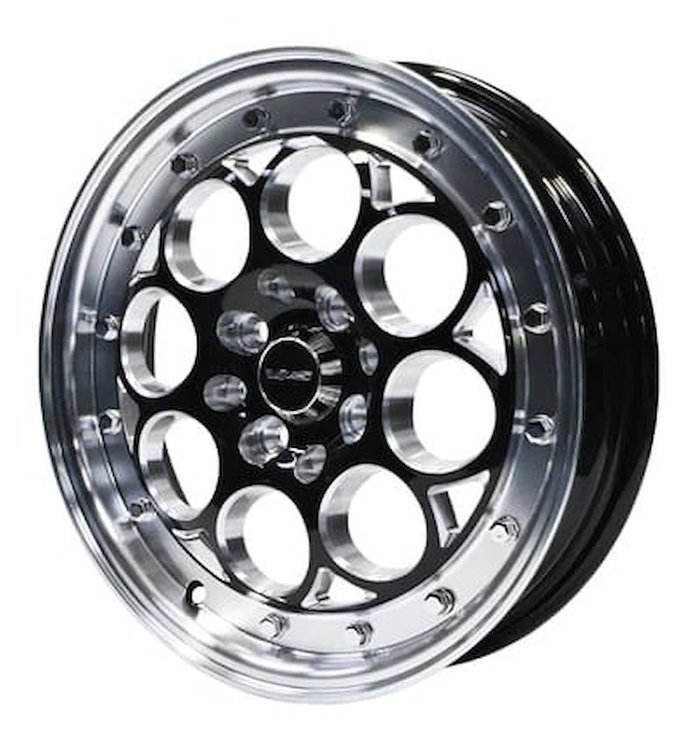 VWRE008 Revolver Wheel, Size: 15" x 3.5", Bolt Pattern: 4 x 100 mm & 4 x 4 1/2" (114.3 mm) [Finish: Gloss Black Milled]