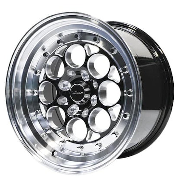 VWRE011 Revolver Wheel, Size: 13" x 10", Bolt Pattern: 4 x 100 mm & 4 x 4 1/2" (114.3 mm) [Finish: Gloss Black Milled]