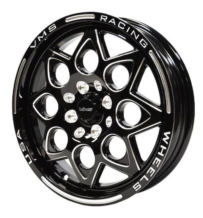 VWRT003 Rocket Wheel, Size: 15" x 3.5", Bolt Pattern: 5 x 100 mm & 5 x 4 1/2" (114.3 mm) [Finish: Gloss Black Milled]