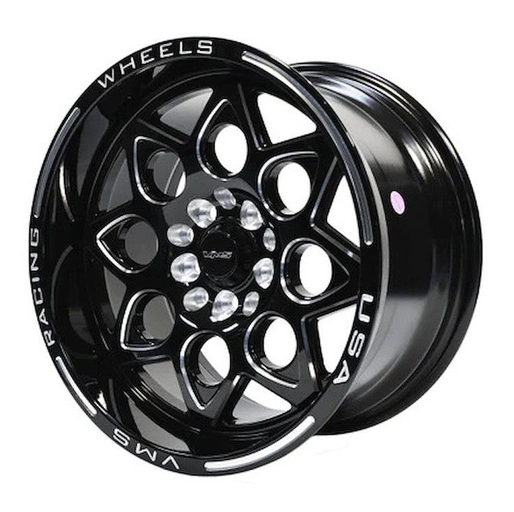 VWRT005 Rocket Wheel, Size: 15" x 8", Bolt Pattern: 5 x 100 mm & 5 x 4 1/2" (114.3 mm) [Finish: Gloss Black Milled]