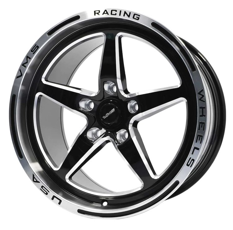 VWST027 V-Star Wheel, Size: 17" x 10", Bolt Pattern: 5 x 4 1/2" (114.3 mm) [Finish: Gloss Black Milled/Polished Lip]