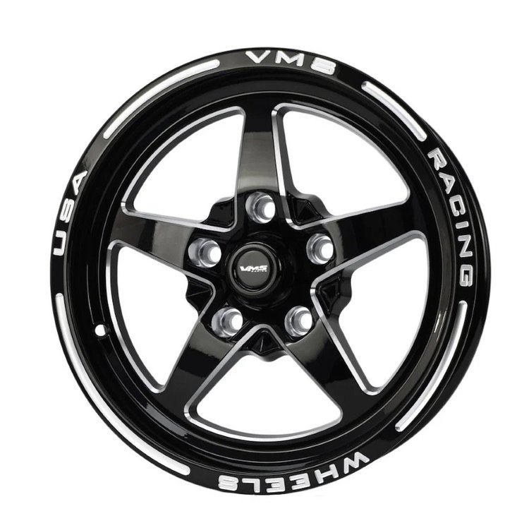 VWST054 V-Star Wheel, Size: 15" x 3.5", Bolt Pattern: 5 x 4 1/2" (114.3 mm) [Finish: Gloss Black Milled]