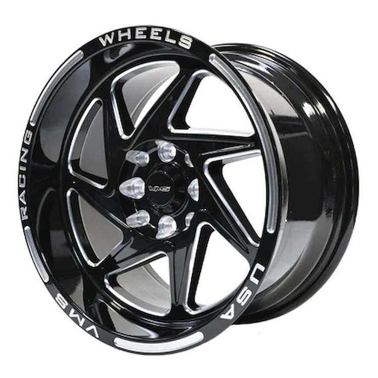VWTY002 Typhoon Wheel, Size: 15" x 8", Bolt Pattern: 5 x 100 mm & 5 x 4 1/2" (114.3 mm) [Finish: Gloss Black Milled]