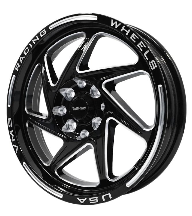 VWTY003 Typhoon Wheel, Size: 15" x 3.5", Bolt Pattern: 4 x 100 mm & 4 x 4 1/2" (114.3 mm) [Finish: Gloss Black Milled]