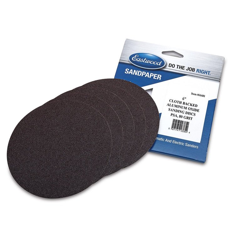 61681 6 in. Aluminum Oxide Cloth Backed PSA Sandpaper, Set of 5, 80-Grit