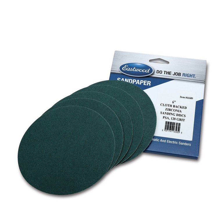 61689 6 in. Zirconia Cloth Backed PSA Sandpaper, Set of 5, 120-Grit