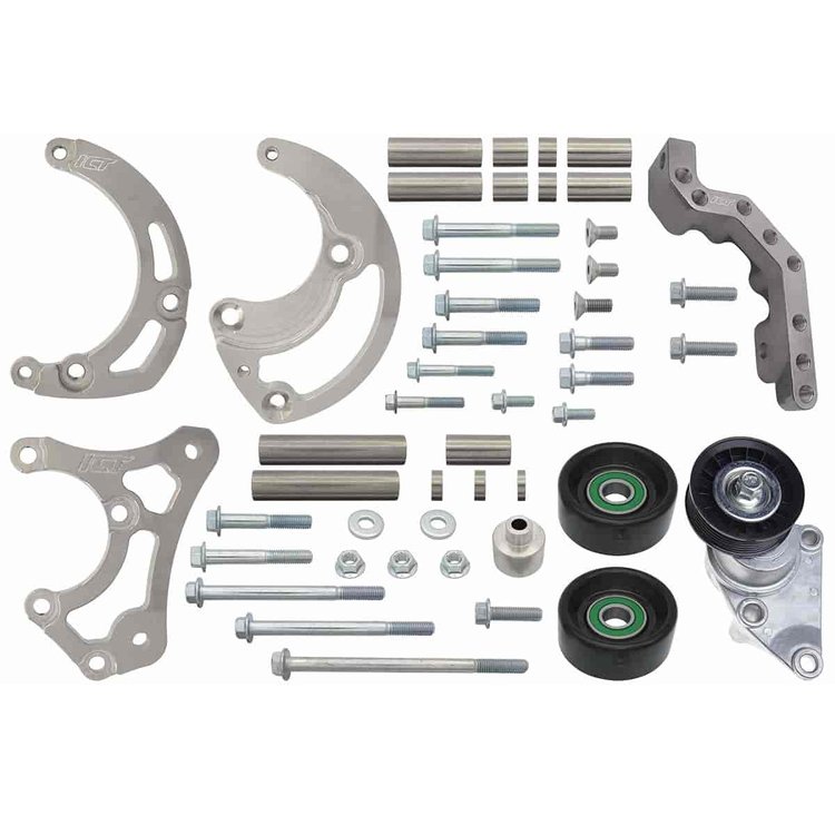 High-Mount "Tight Fit" Sanden 7176 A/C Compressor Bracket Kit w/Tensioner [GM LS Truck/SUV]