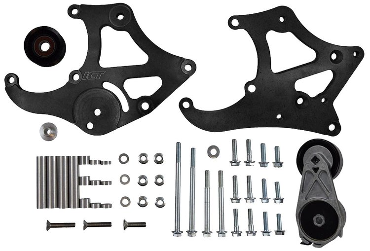551474-3B Heavy-Duty A/C Compressor Bracket Kit for GM LS Engines w/Truck, SUV, LS1, LS3, LSX Crank Pulley Spacing [Black]