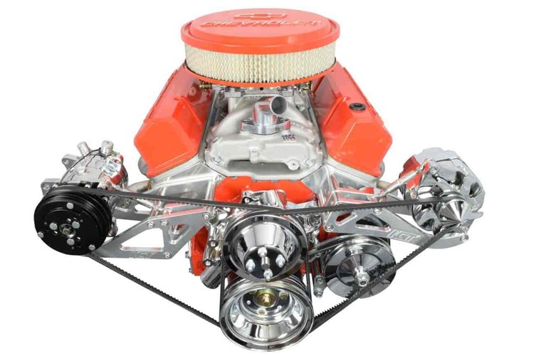 Alternator, Power Steering and A/C Compressor Bracket Kit Small Block Chevy with Long Water Pump