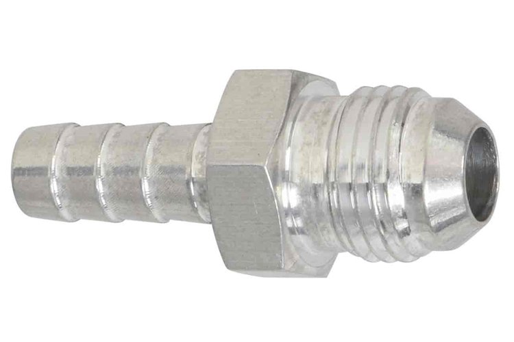 F06AN312BA-A -6AN Flare to 5/16 in. (.3125) Hose Barb Adapter Fitting Aluminum Flare