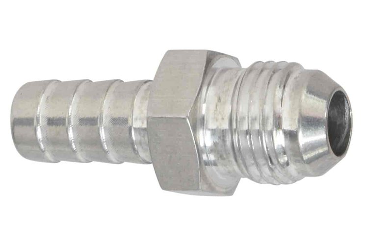 F06AN375BA-A -6AN Flare to 3/8 in. (.375) Hose Barb Adapter Fitting Aluminum Flare