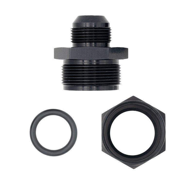 F16AN1250CP Water Pump -16AN to Radiator Hose Adapter [Black Anodized Billet Aluminum