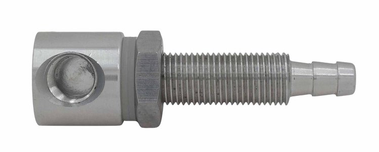 Bulkhead Fuel Pump Tank Adapter [1/4 in. NPT Female to 3/8 in. Hose Barb] 90-Degree Extended Threads