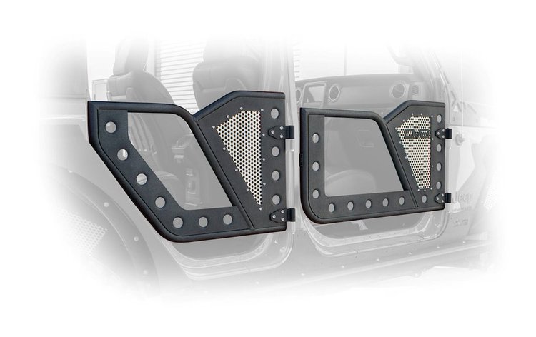 Front Rock Doors with Aluminum Mesh for 2018-2019 Jeep Wrangler JL Unlimited 4-Door