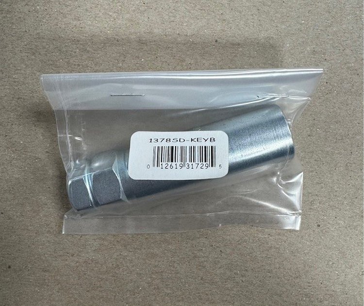 1378SD-KEYB Wheel Lock Key, Spline Drive, Duplex Size 6 Spline Key, 13/16 and 7/8" Hex, Zinc Finish