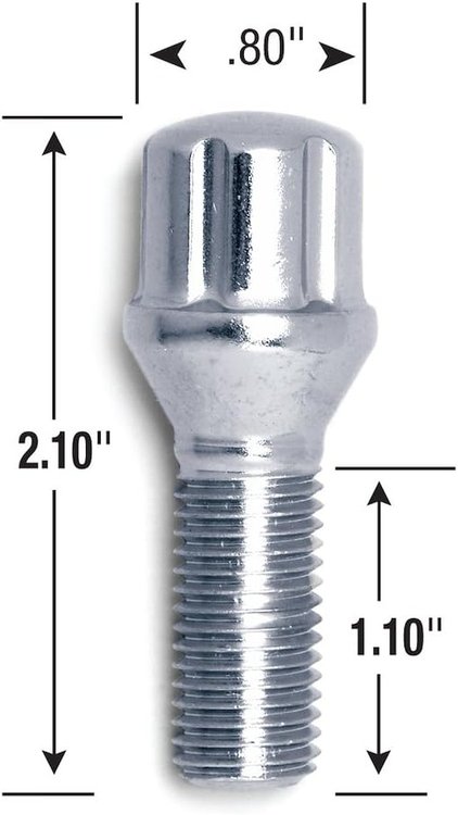 17179SD Spline-Lug Bolt, 12 mm x 1.50 28 mm, Chrome