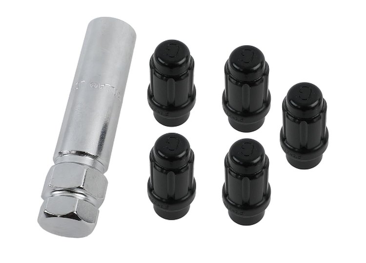 21631ETBCB5 Small Diameter Lock ET Lug Kit, 12 mm x 1.50, Black, Set of 5