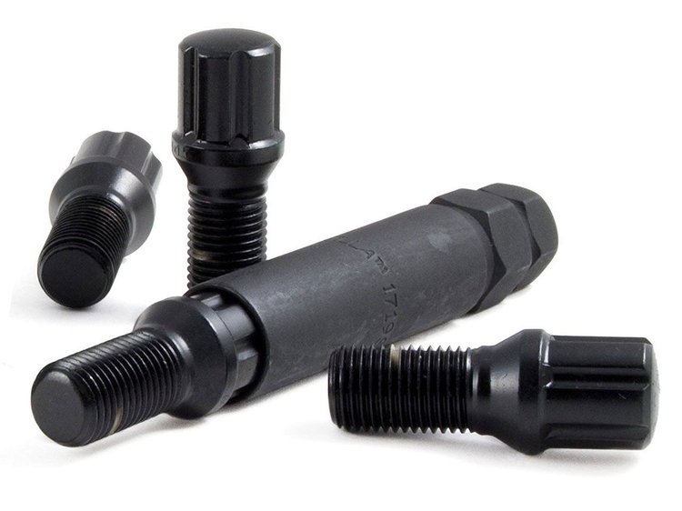47018SDBC Spline Bolt Lock, Cone, 14 mm x 1.50, Black, 27 mm