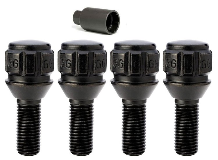 48018NBC Lug Bolt Lock, Ball R13, 14 mm x 1.50, Black, 27 mm