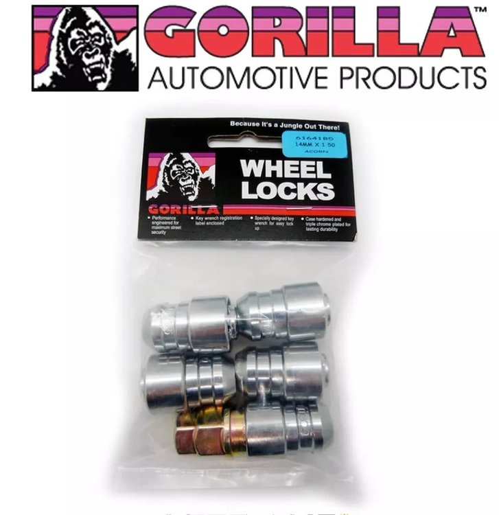 61641B5 Gorilla Guard Acorn Wheel Lock, 14 mm x 1.50, Chrome, Set of 5