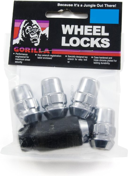 71431NB5 Gorilla Lock Acorn Wheel Lock, 12 mm x 1.50, Chrome, Set of 5