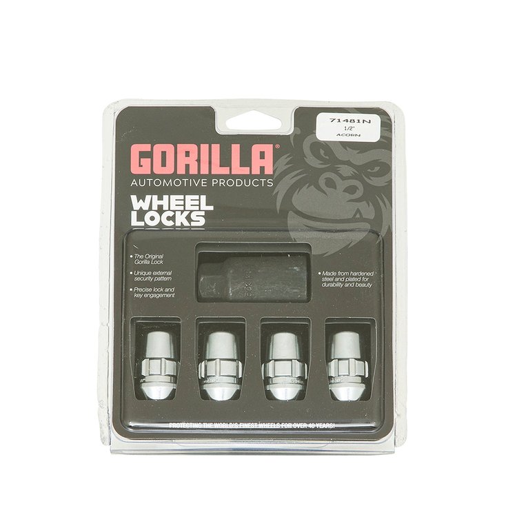 71481N Gorilla Lock Acorn Wheel Lock, 1/2, Chrome