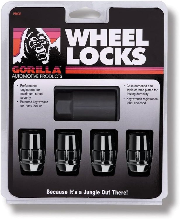 71481NBC Gorilla Lock Acorn Wheel Lock, 1/2, Black