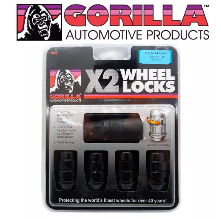 71631XBC X2 Acorn Wheel Lock, 12 mm x 1.50, Black