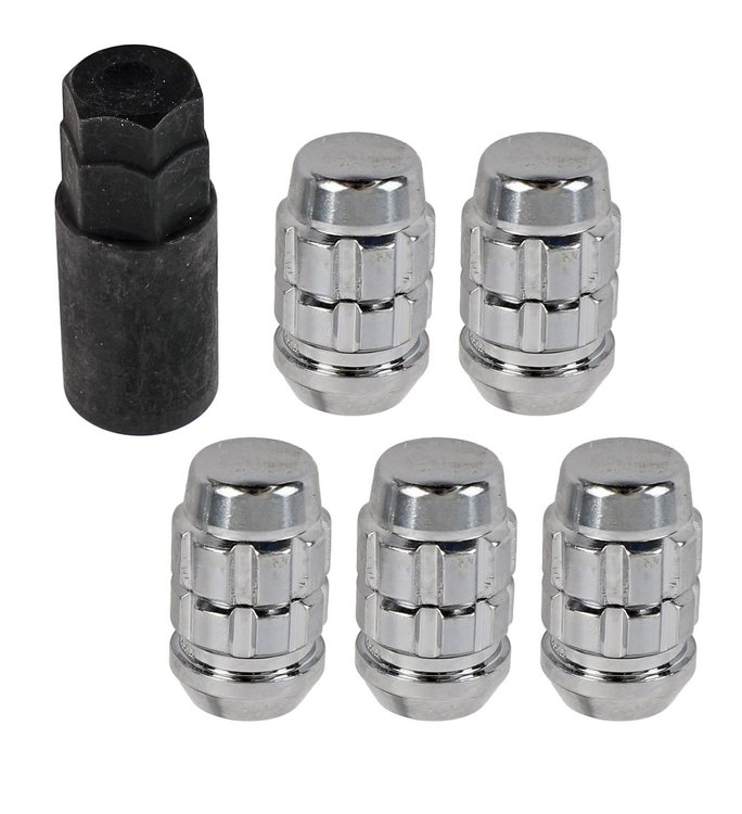 71641XB5 X2 Acorn Wheel Lock, 14 mm x 1.50, Chrome, Set of 5