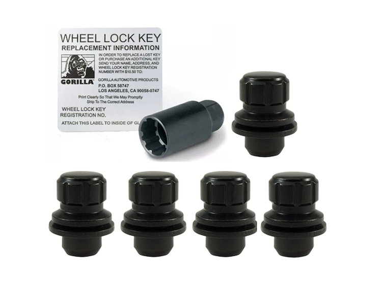 73631TBCB-5 Gorilla Lock Wheel Lock, Toyota Mag, 12 mm x 1.50, Black, Set of 5