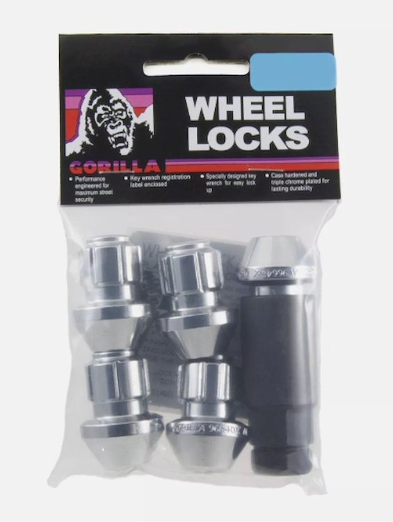 96641DX5 Gorilla Lock Factory-Style Wheel Locks, 14 mm x 1.50, Chrome, Set of 5