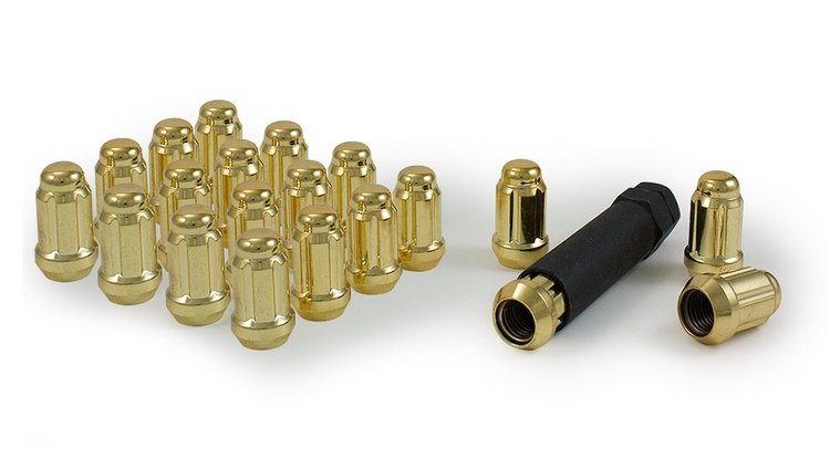 K5CS-12150GDGR 5-Lug 12 mm x 1.50 Spline Wheel Installation Kit, Gold