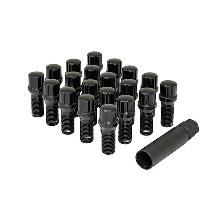 K5BS-12150X27BGR 5-Lug 12 mm x 1.50 Spline Bolt Wheel Installation Kit, Black, 27 mm